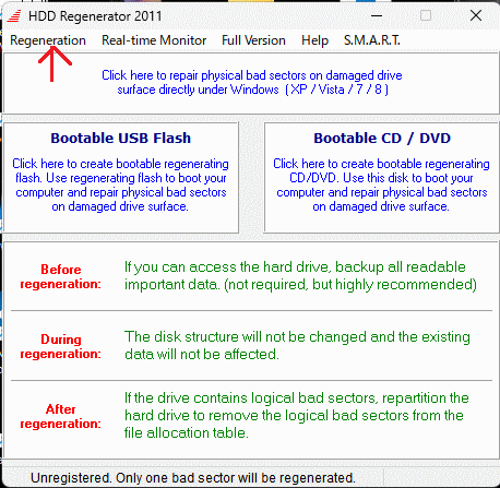 HDD Regenerator2011起動画面